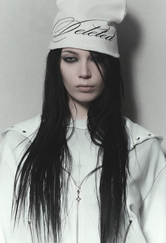 "Deleted" Beanie Optical White 001