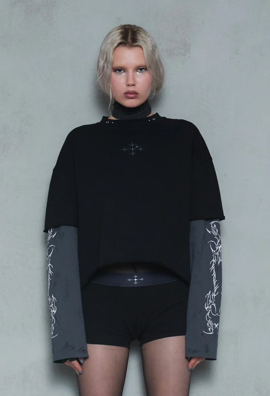 Double Longsleeve Tee Black/Grey 001