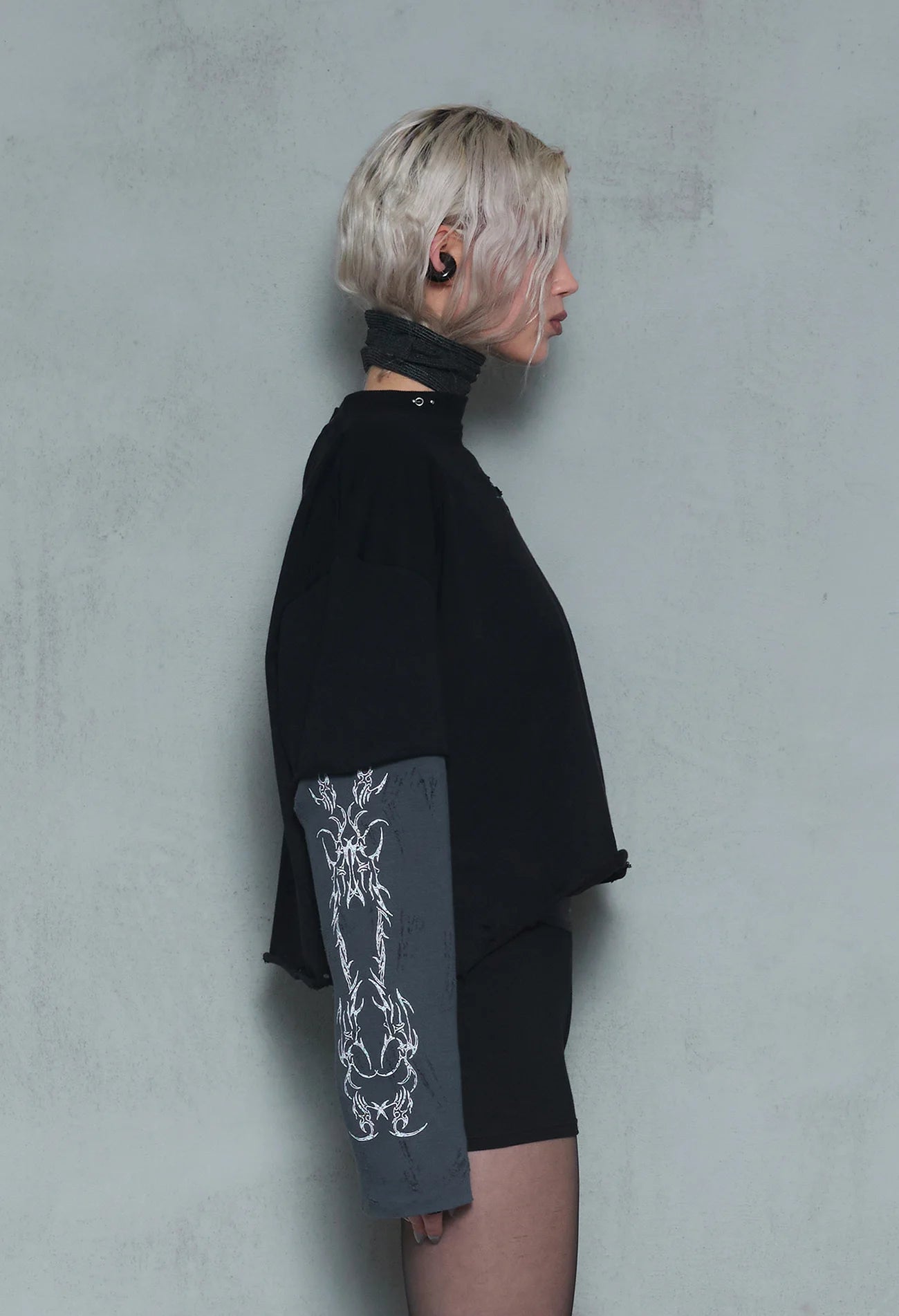 Double Long-Sleeve Tee Black/Grey 001