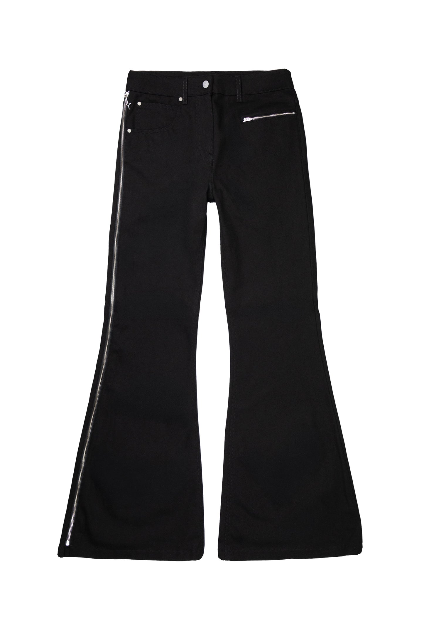 Denim Flared Zipped Black 002