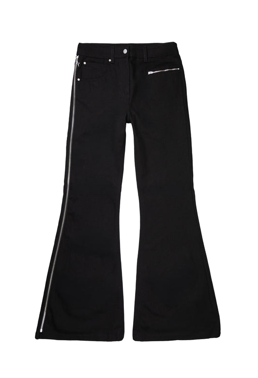 Denim Flared Zipped Black 002