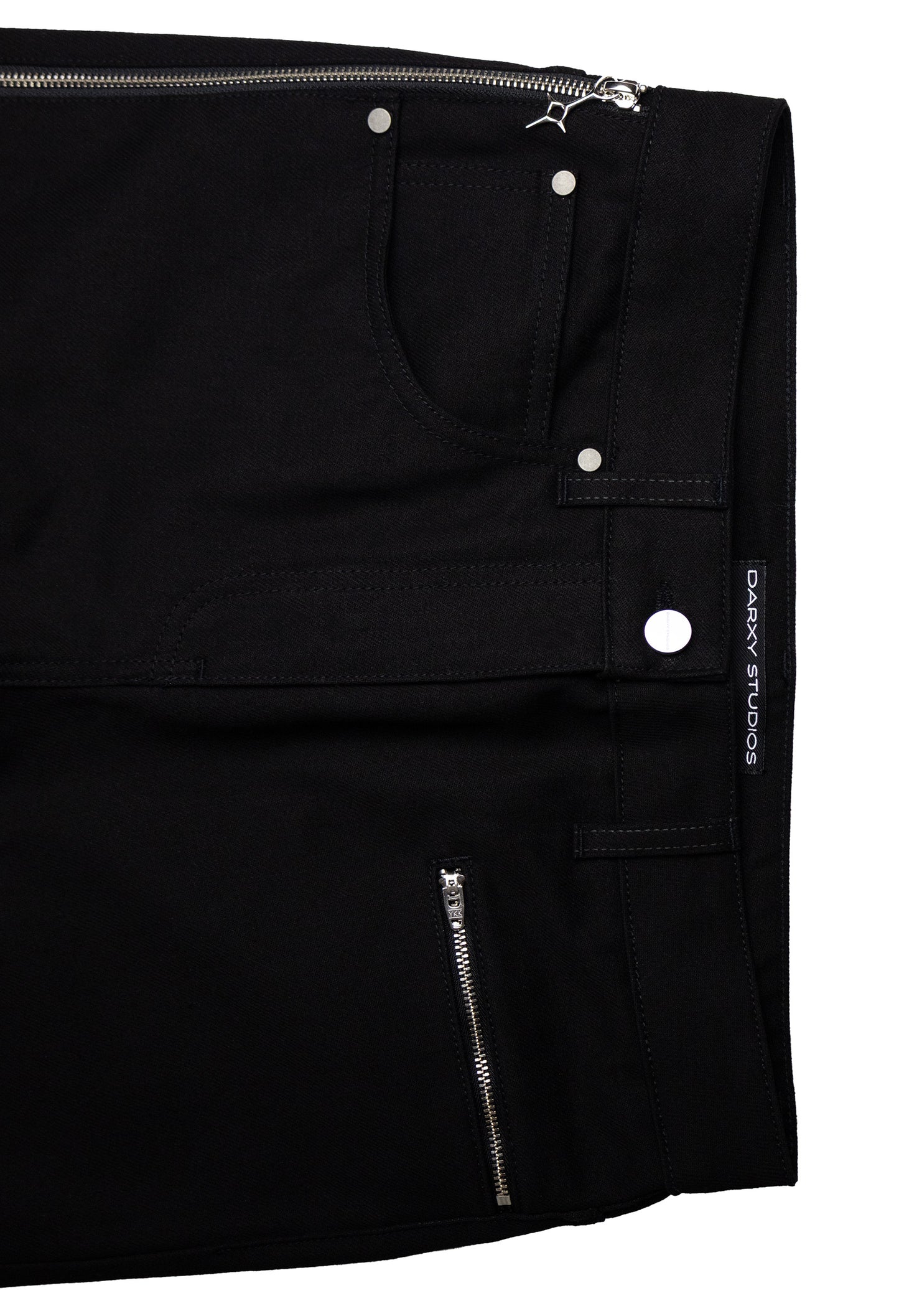 Denim Flared Zipped Black 002