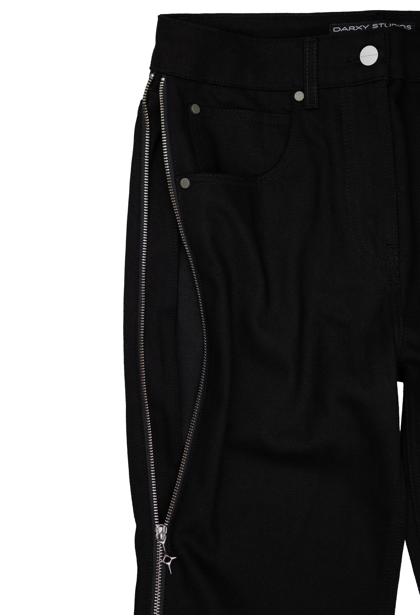 Denim Flared Zipped Black 002