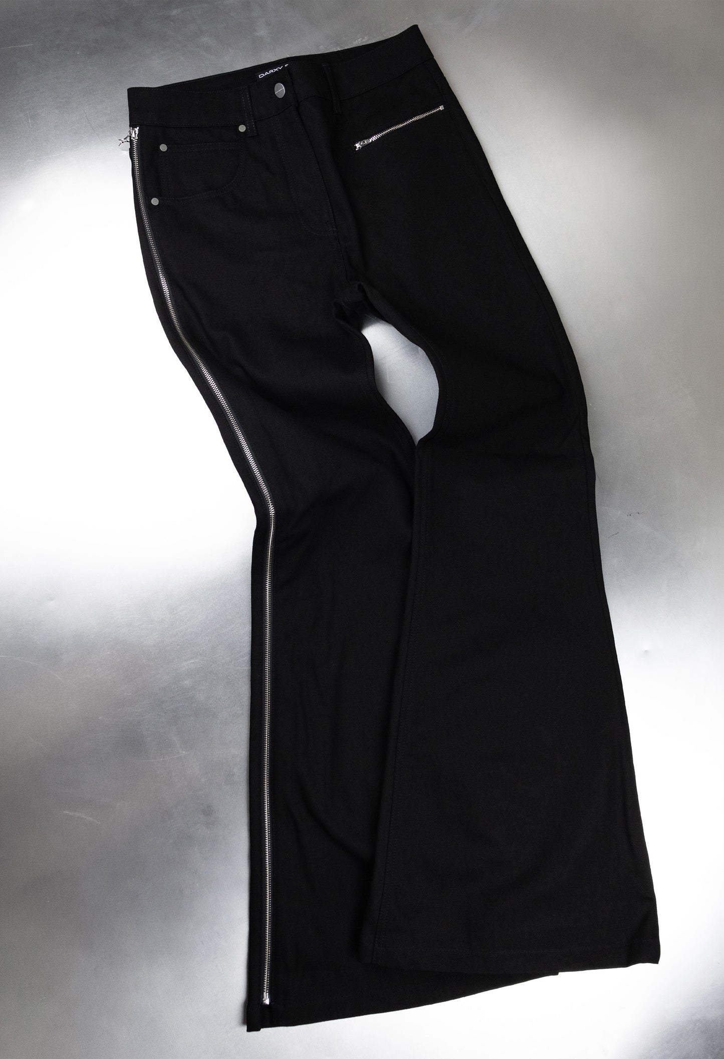 Denim Flared Zipped Black 002