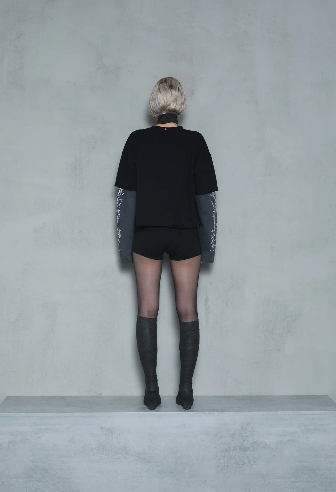 Double Long-Sleeve Tee Black/Grey 001