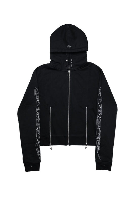 Zip Hoodie Fitted Black 003