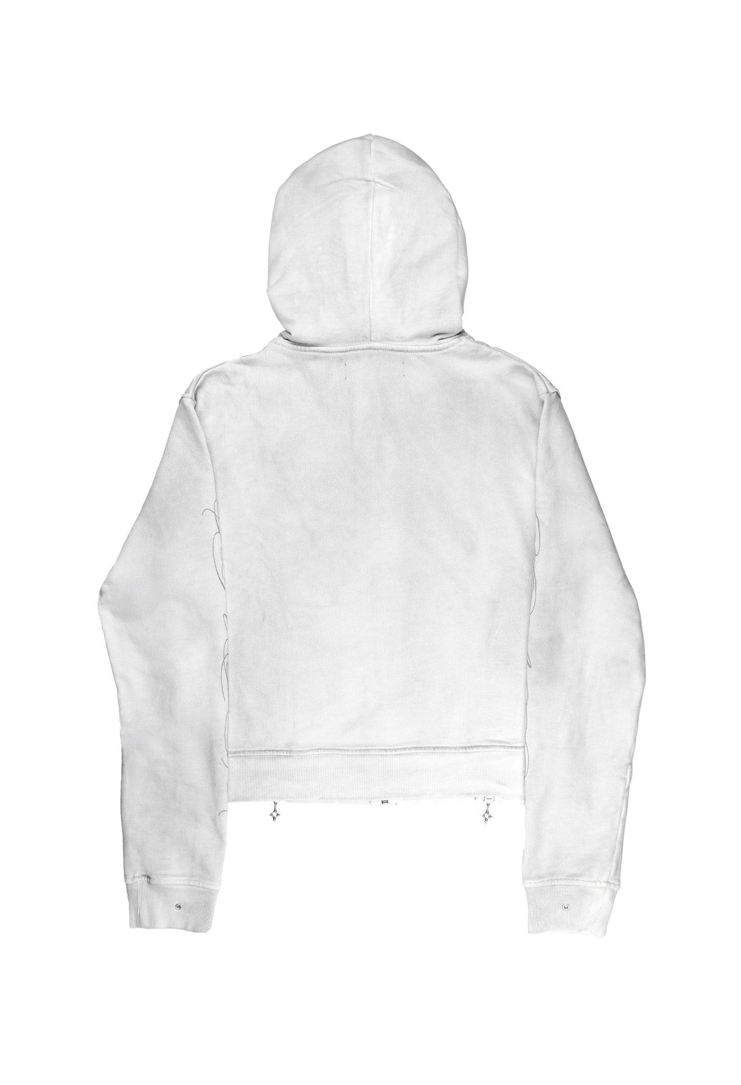 Zip Hoodie Fitted White "Dirt" 003