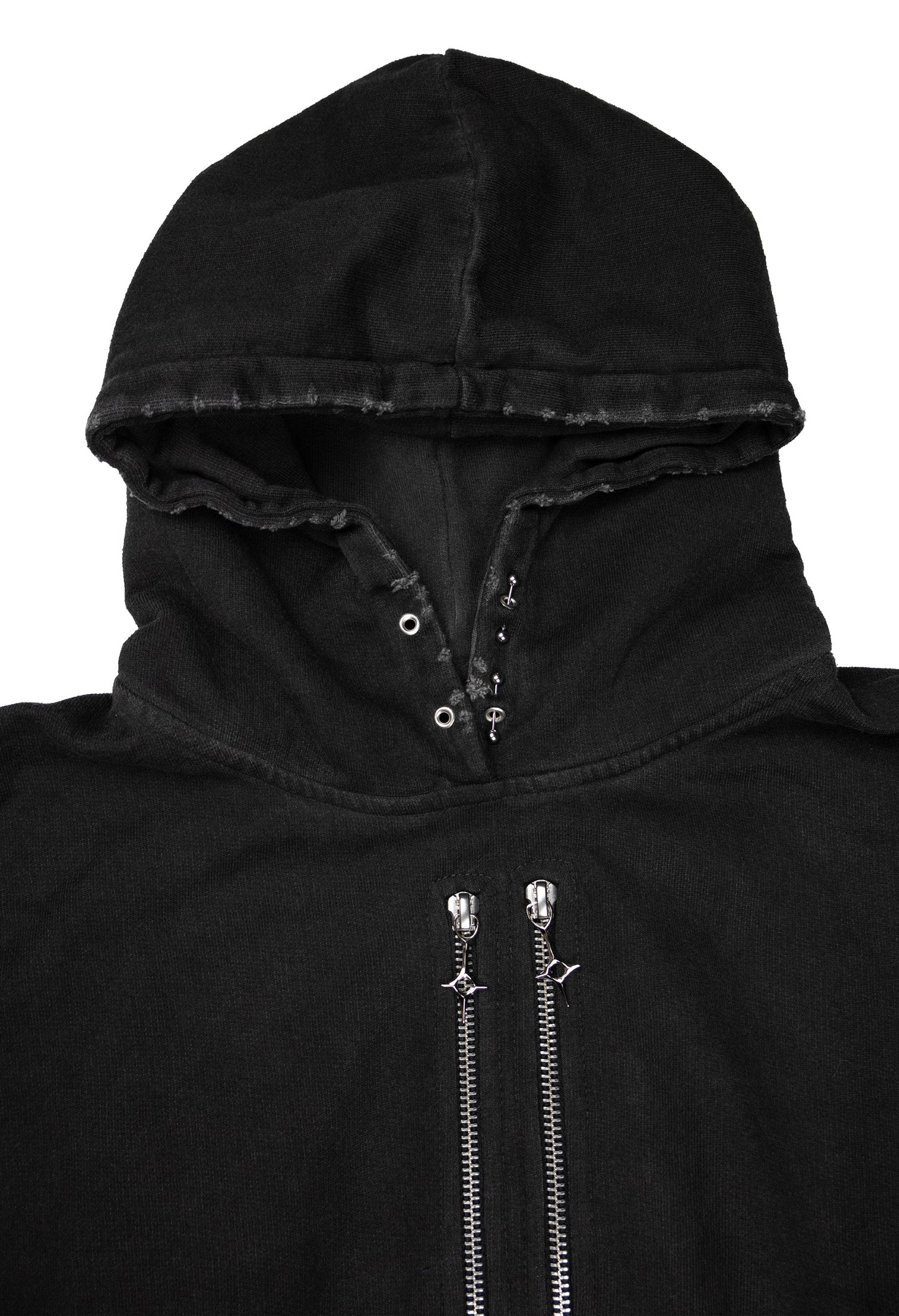 Hoodie 2-Zippers Boxy Dark Grey 002