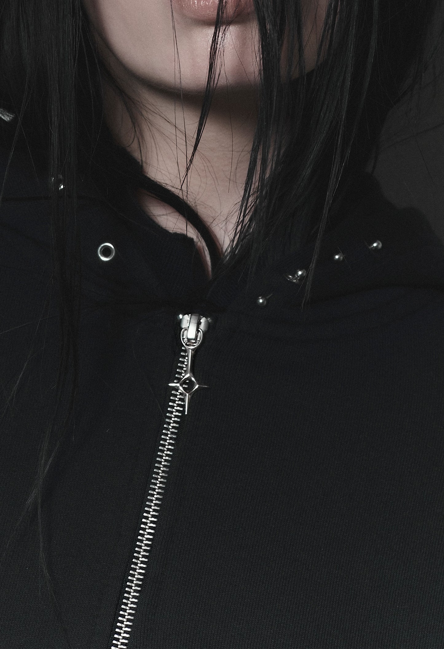 Zip Hoodie Fitted Black 003