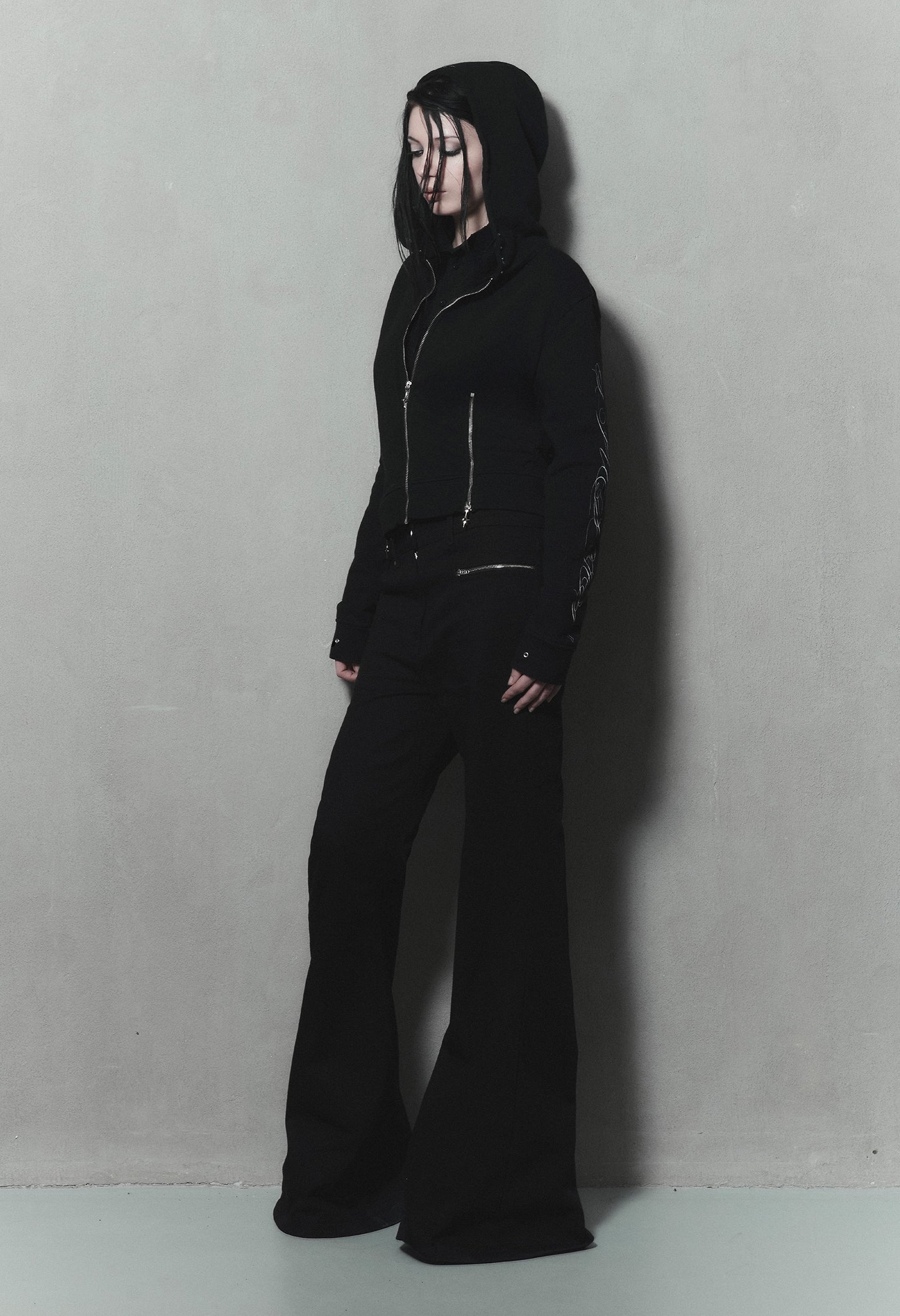 Zip Hoodie Fitted Black 003