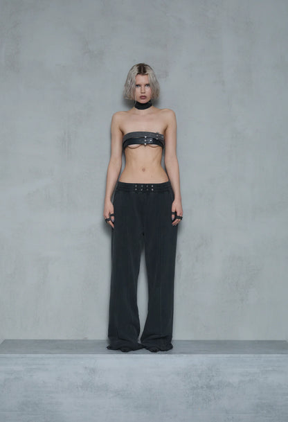 Sweatpants Baggy Stacked Dark Grey 001