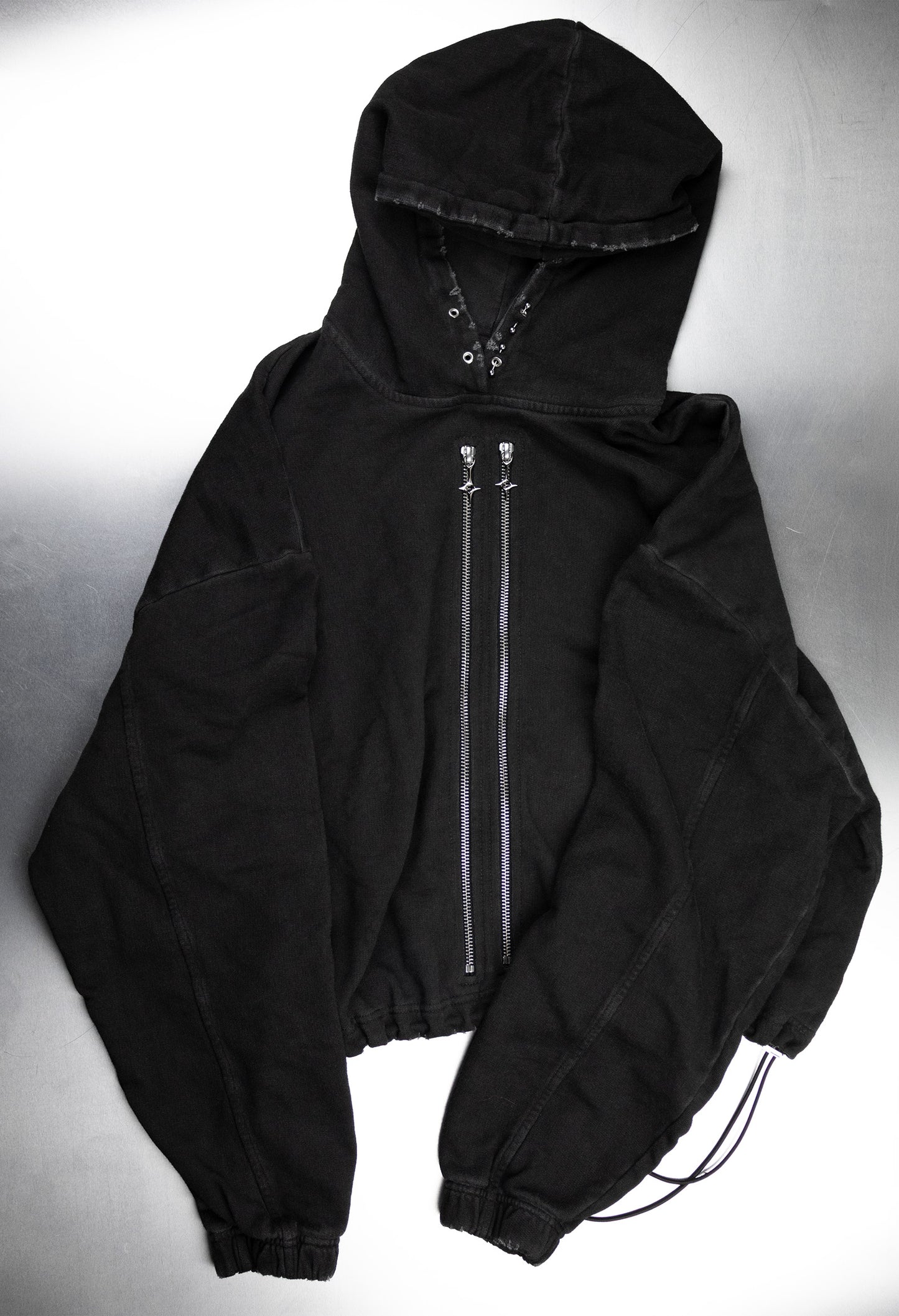Hoodie 2-Zippers Boxy Dark Grey 002