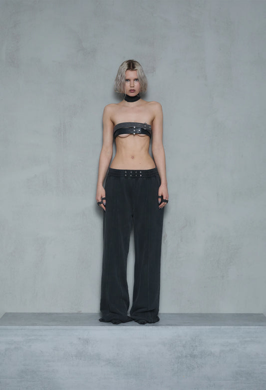 Sweatpants Baggy Stacked Dark Grey 001