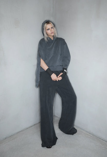 Sweatpants Baggy Stacked Dark Grey 001